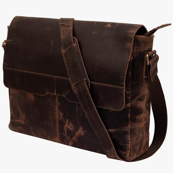 Other - NEW MESSENGER LAPTOP TRAVEL BAG DISTRESSED BUFFALO LEATHER 18 INCH